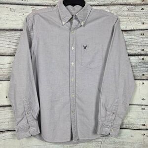 American Eagle Light Gray Button Down Shirt Men’s L
